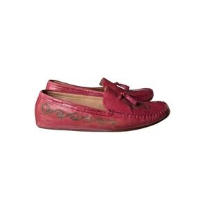 East India Sandal Co RZ Design Leather Tassel Loafers Red Moccasins Women's 8